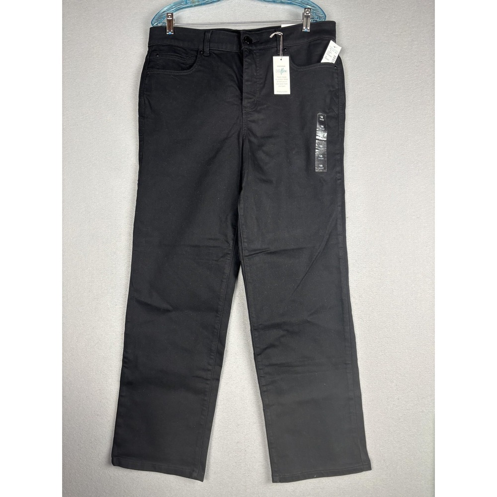 Maurices Everflex Jeans Womens 16 Short Black High Rise Straight Stretch Denim